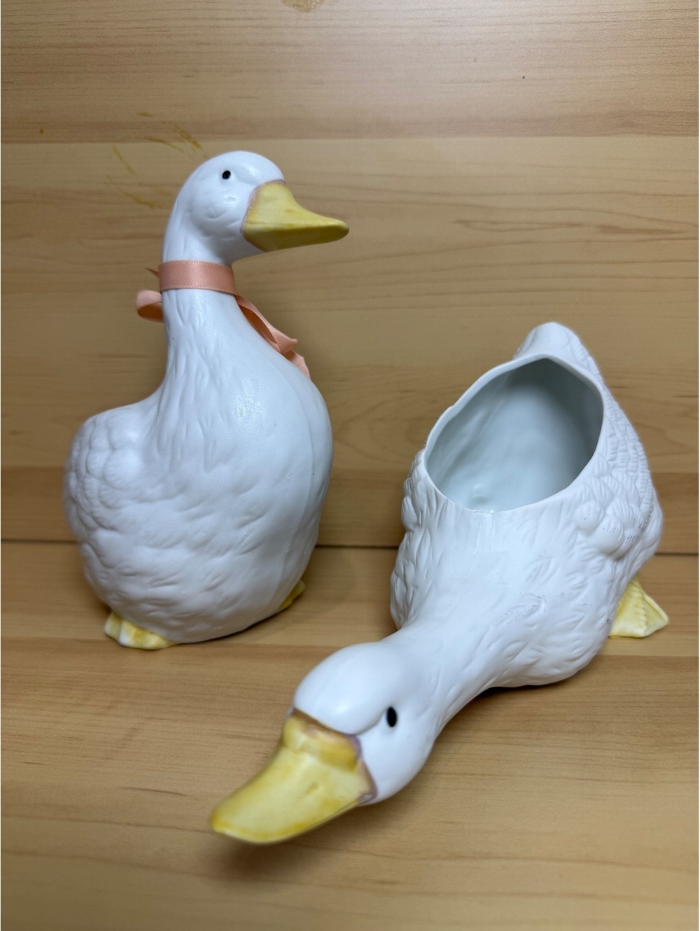 Vintage Ceramic Goose Planter & Figurine Set | Cottagecore Decor